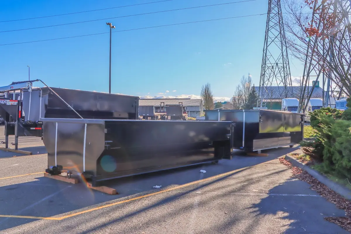 Roll-off dumpster ready for waste disposal at job site for Construction Dumpster Rental in Bridgeview